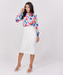 Neck Detailed Chiffon Printed Top
